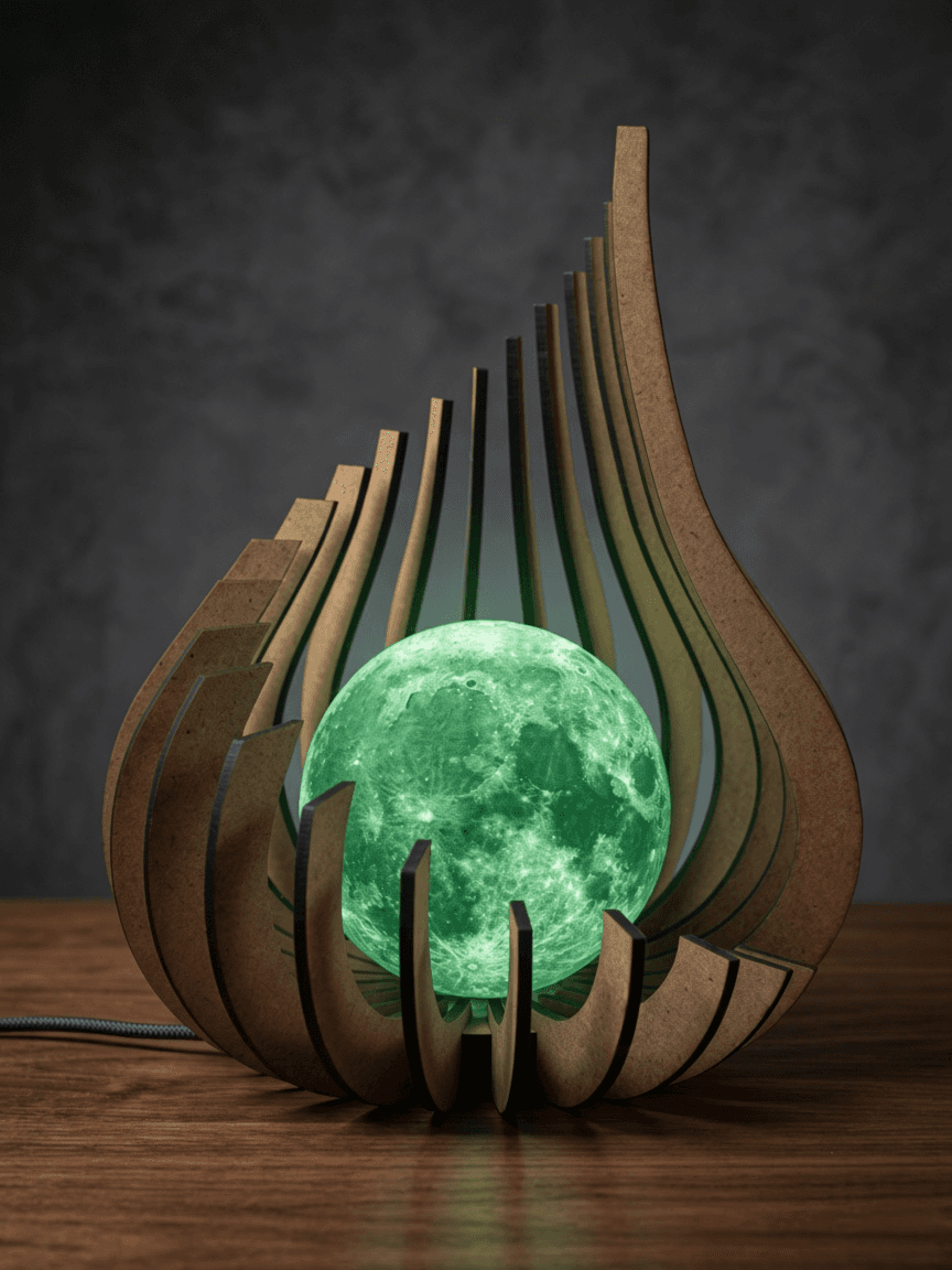Lampada Luna MDF — glow verde