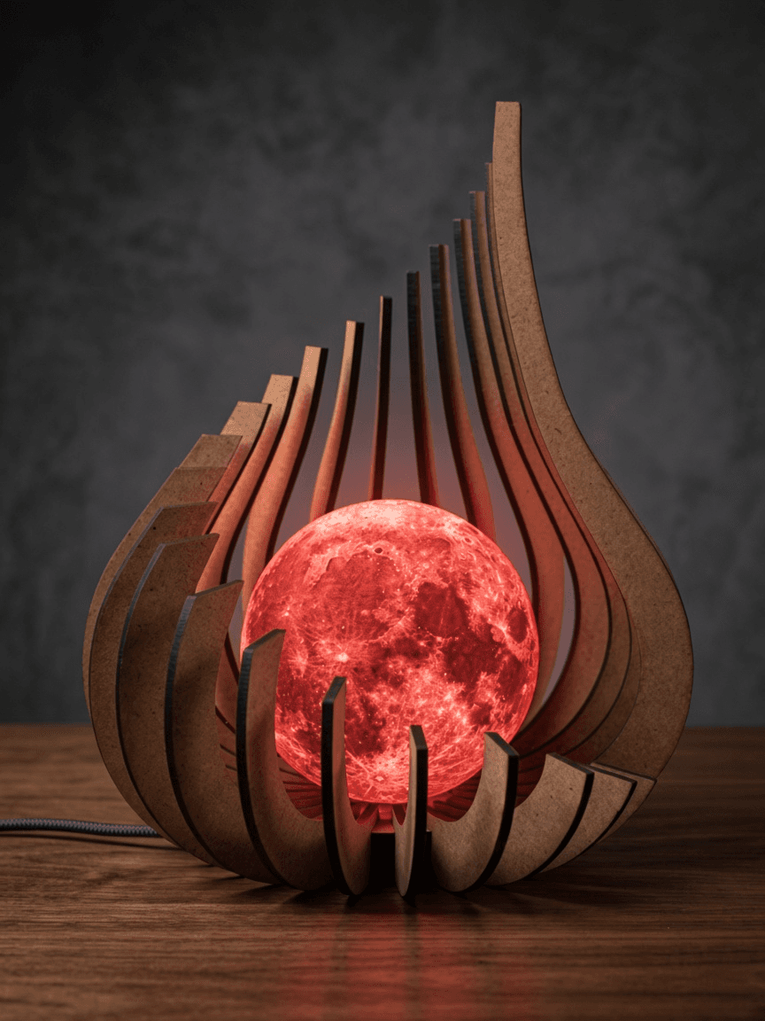 Lampada Luna MDF — glow rosso